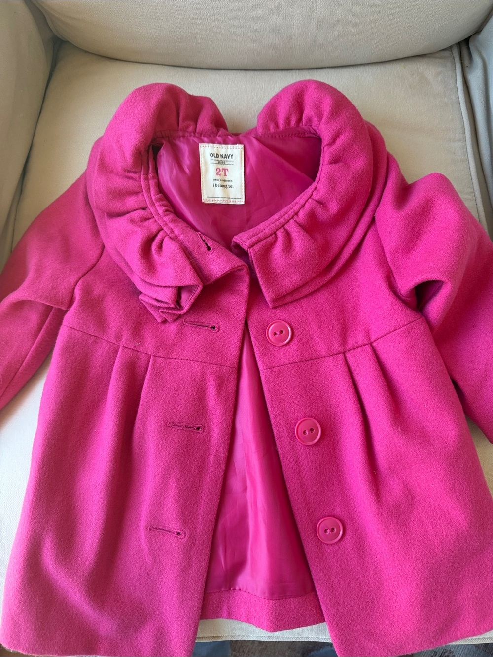 Old Navy Bright Pink Toddler Girls Peacoat Jacket